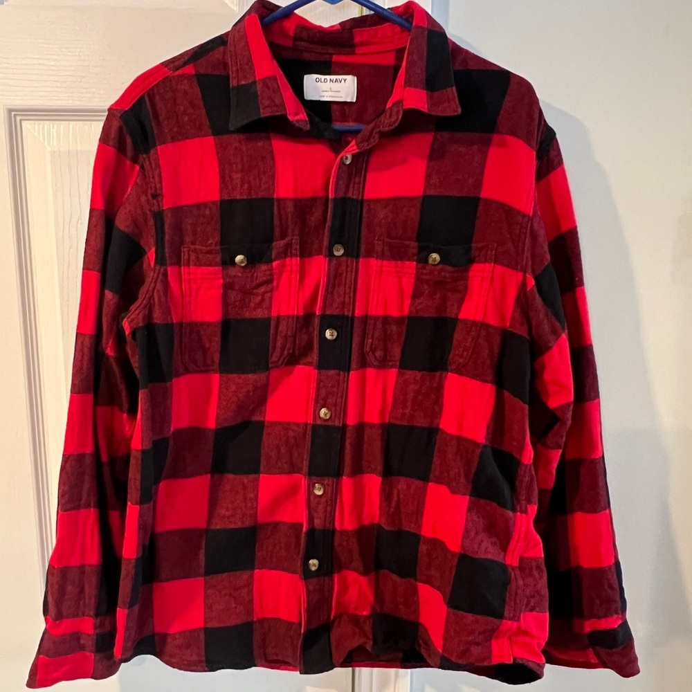 Old Navy Red and Black Plaid Shirt